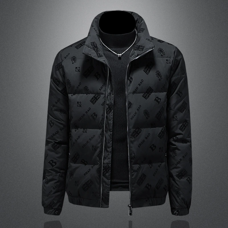 冬季欧洲站轻奢保暖羽绒服男士加厚冬装新款潮流时尚短款立领外套