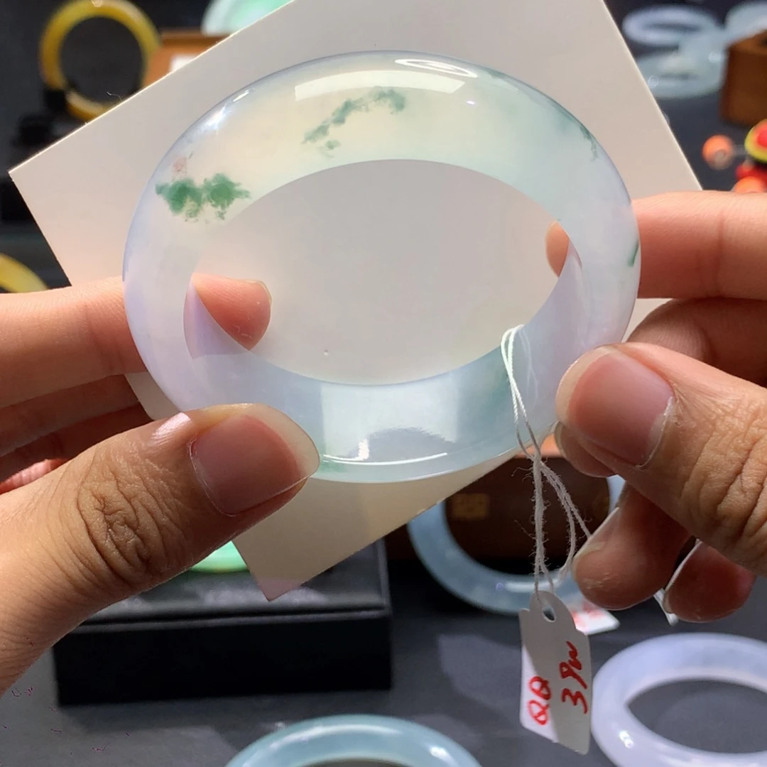 翡翠未镶嵌手镯轮胎飘花56圈