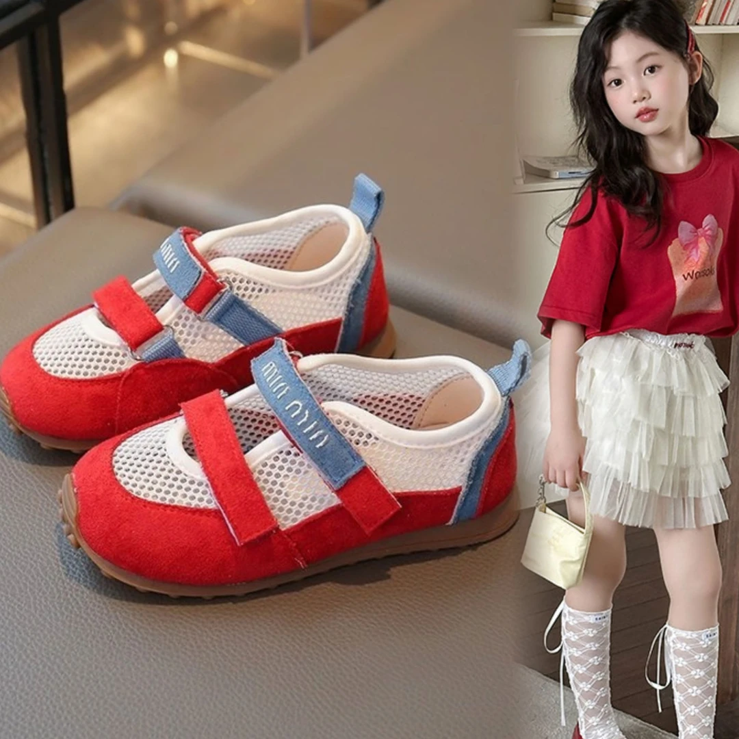ABC 女童玛丽珍网布透气休闲鞋2025男女童韩版丑萌板鞋夏季凉鞋潮