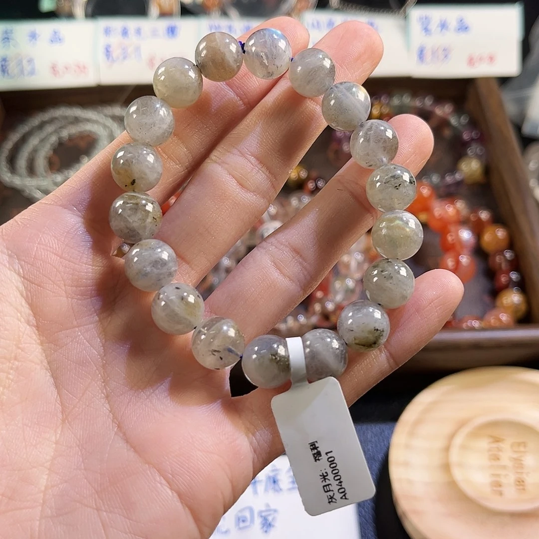 水晶未镶嵌手链灰月光11mm左右