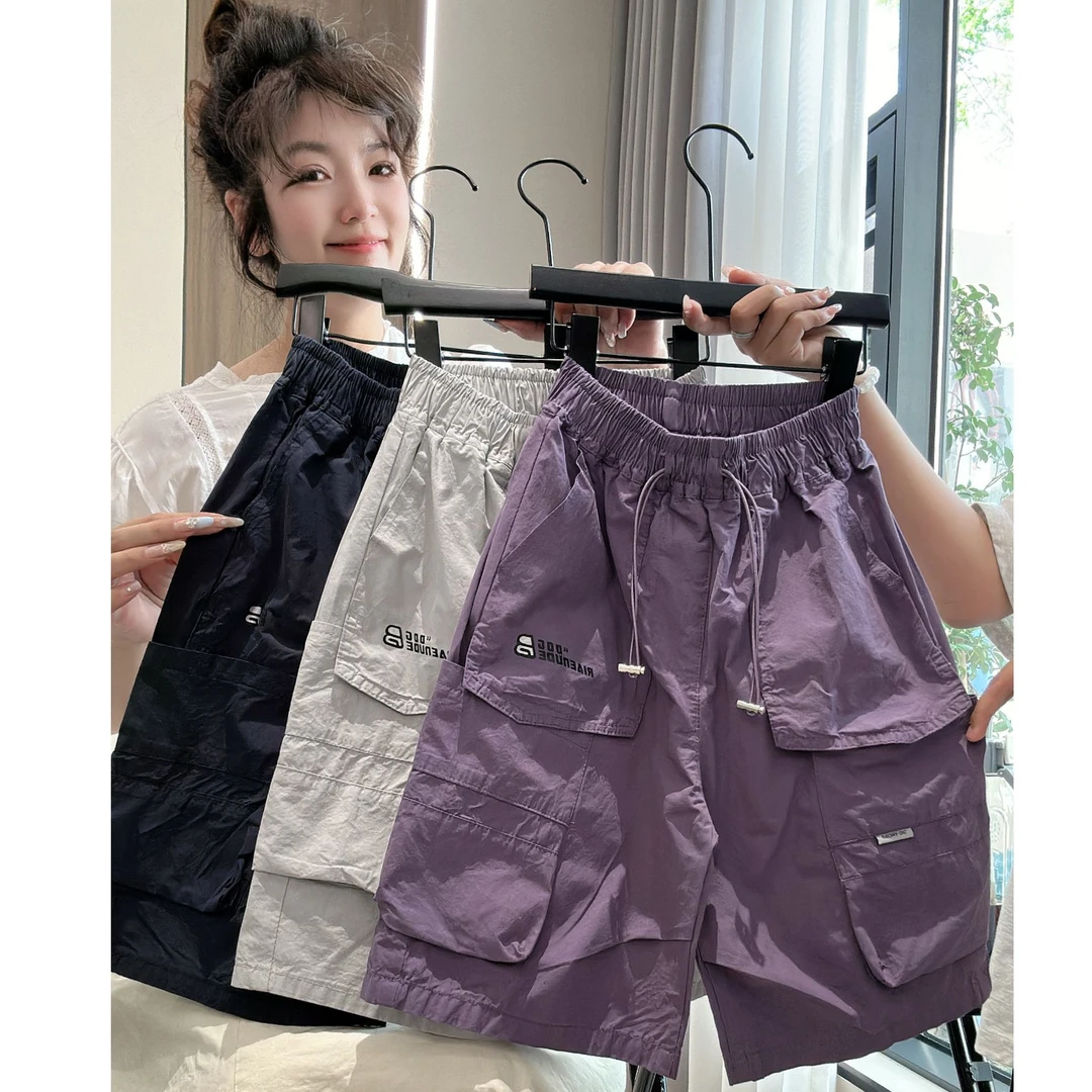 儿童纯棉工装裤2025新款男童夏装裤帅气男孩休闲裤五分裤潮痞帅