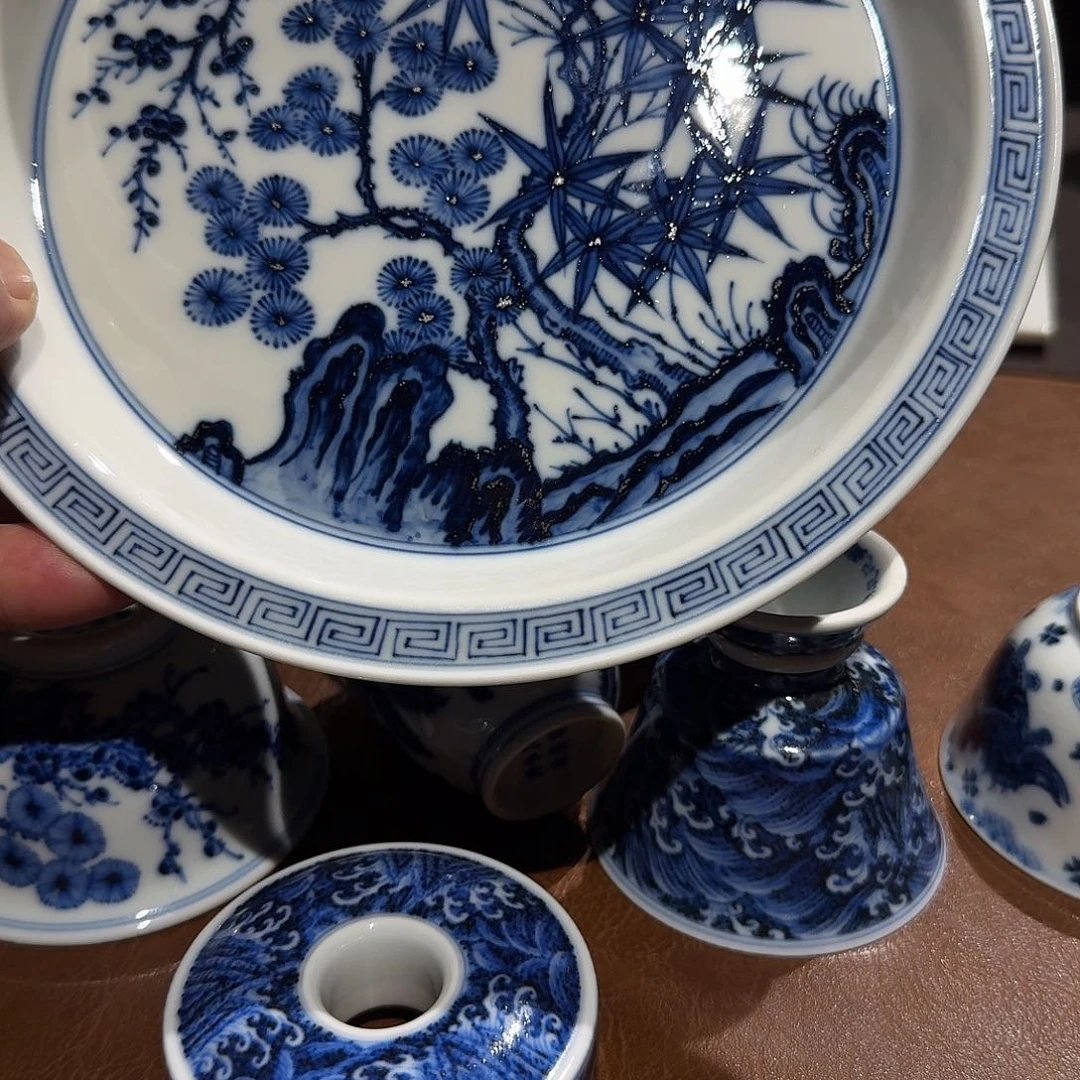 汤***圆陶摆件进景德镇高端茶器松竹梅壶承