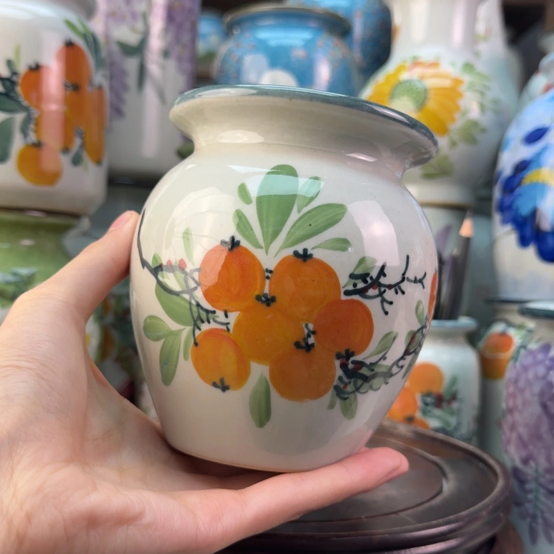 景德镇陶瓷手绘花瓶无孔