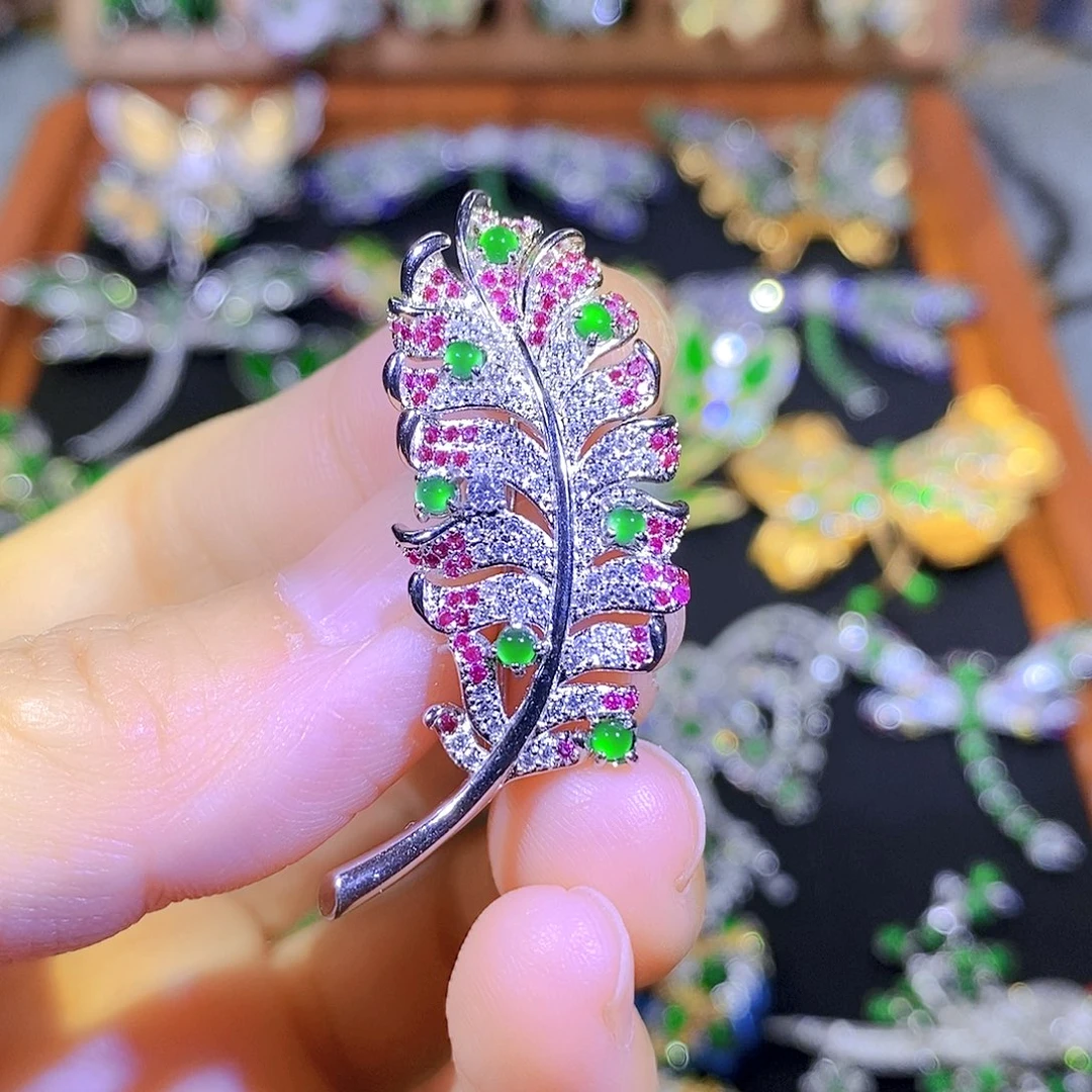 吊坠(不含链)银S925镶嵌翡翠