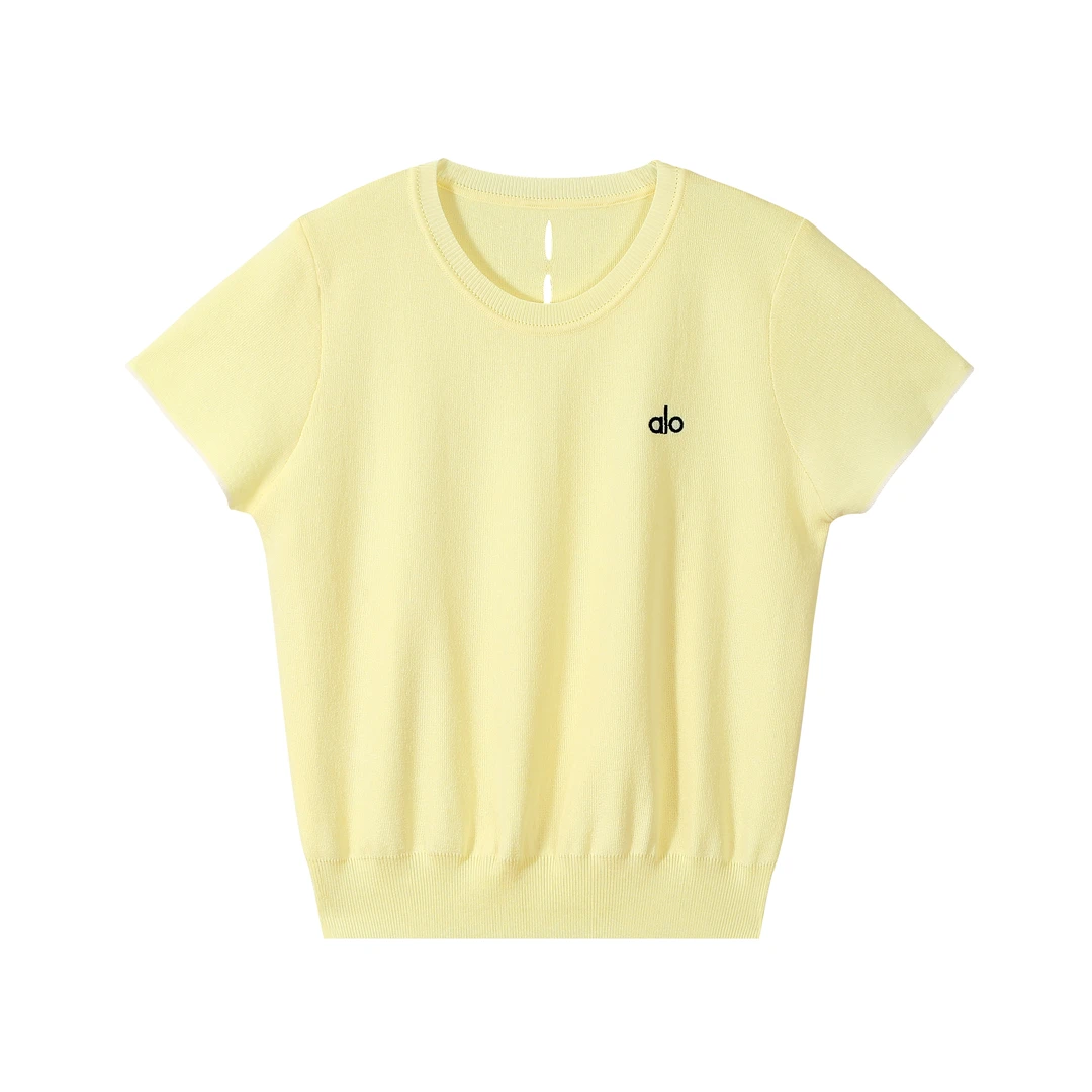 Y356冰丝圆领条纹短袖针织衫女2025夏季高级感欧货宽松显瘦上衣