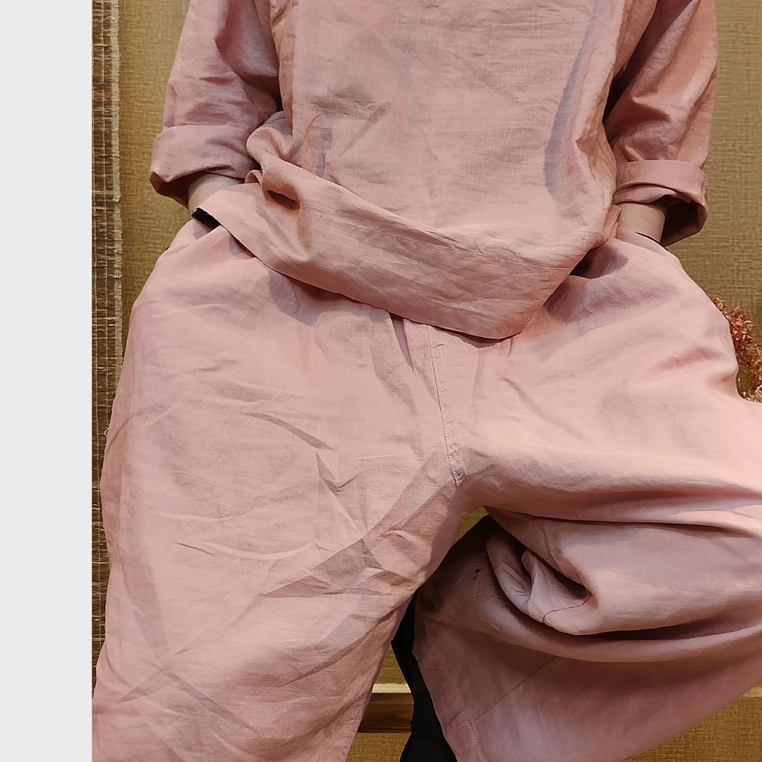 YYGG【双层厚织麻料阔腿裤】24年款宽松休闲双层厚织麻料阔腿裤7733