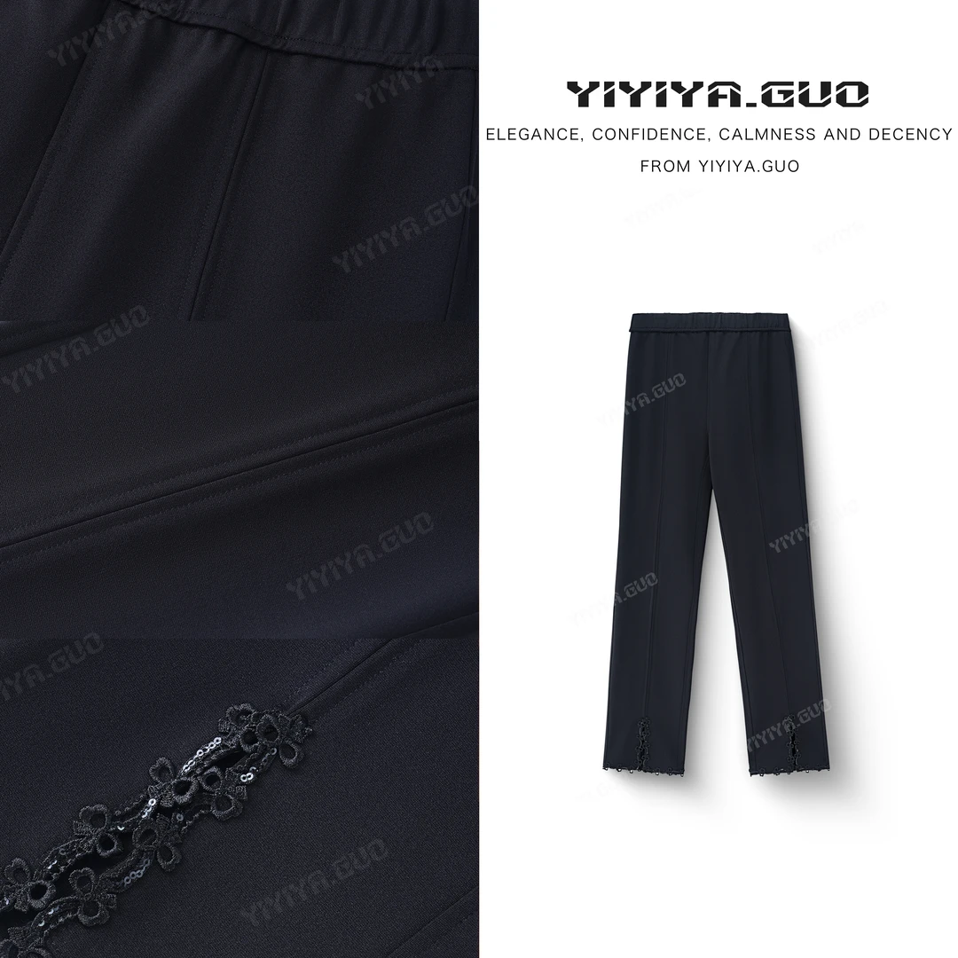 yiyiya.Guo艺艺吖【强推小黑裤】松紧弹力腰修身显瘦裤子2403SS52