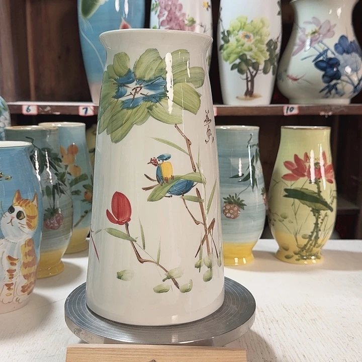 宝塔荷花鸟新款陶瓷陶瓷陶瓷亮面