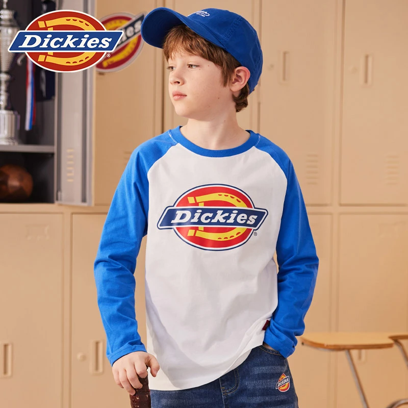 Dickies童装儿童打底衫秋季新款男童长袖T恤宽松纯棉上衣男孩秋装