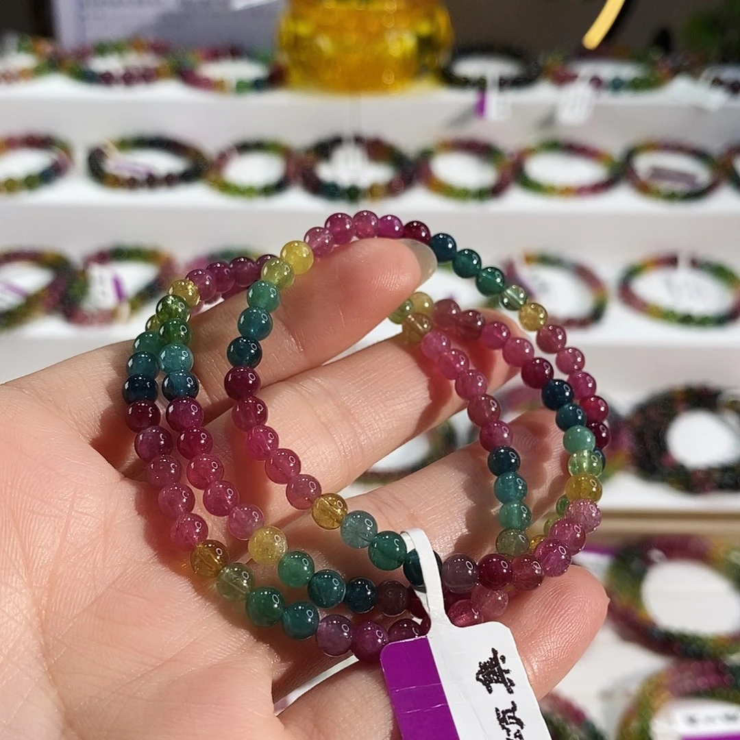 手链碧玺未镶嵌YSG61025三圈颜色微差