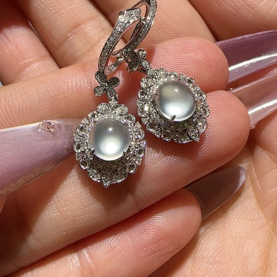 【闪购商品】18K金镶嵌翡翠耳饰天然