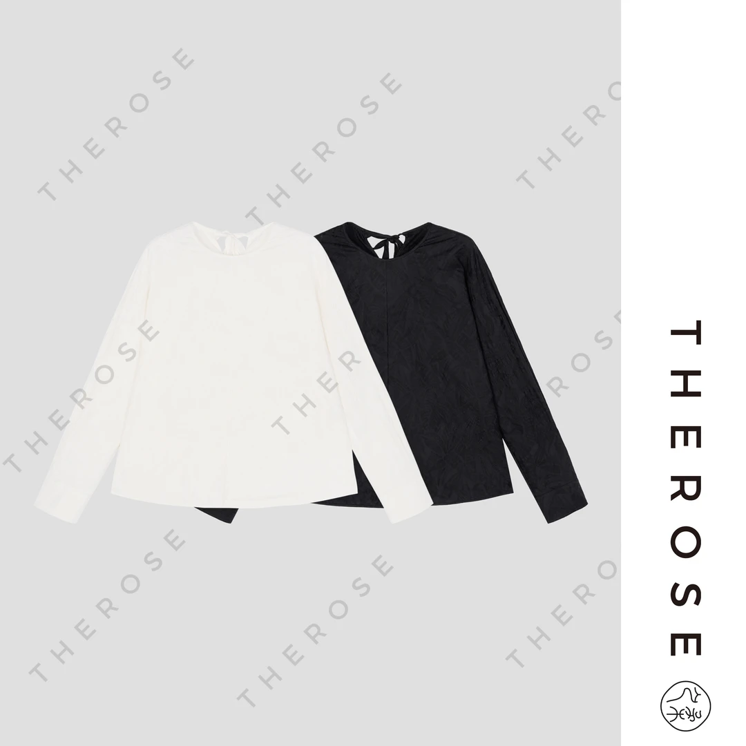 之柔【墨羽生香】时尚立体重工提花衬衫复古优雅亲肤透气简约上衣女