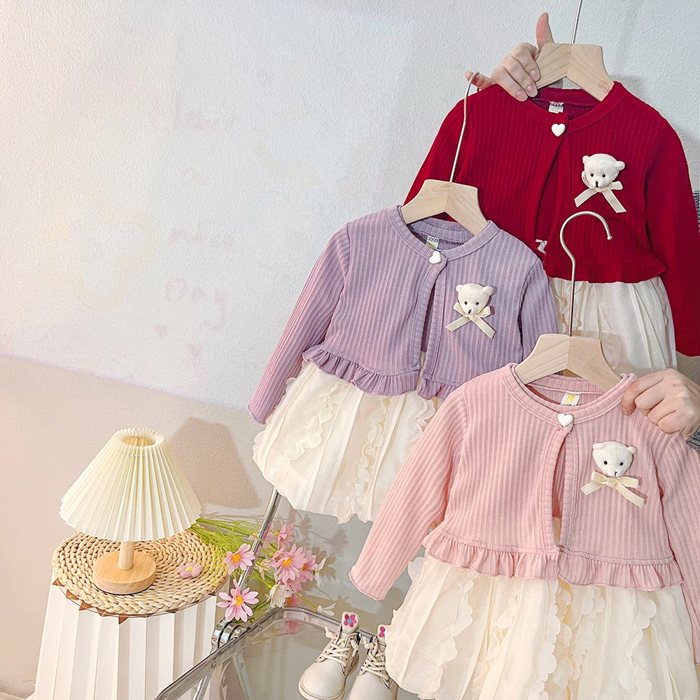 女童连衣裙2025新款春秋装韩版套装针织开衫背心裙公主裙儿童裙子