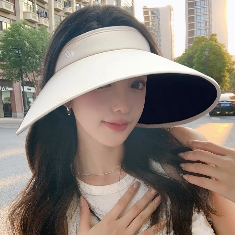 大帽檐防晒帽女款夏季丝绒黑胶防紫外线遮阳帽骑车遮脸空顶太阳帽