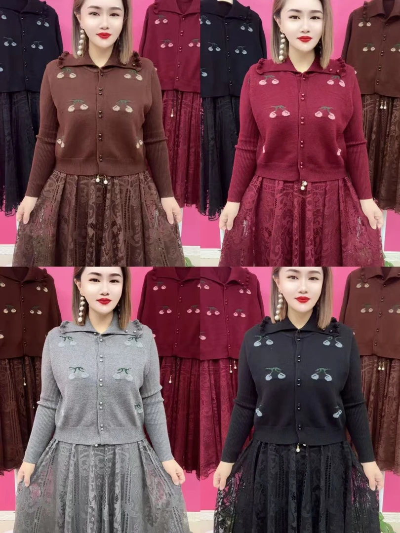 樱桃小扣两件套连衣裙