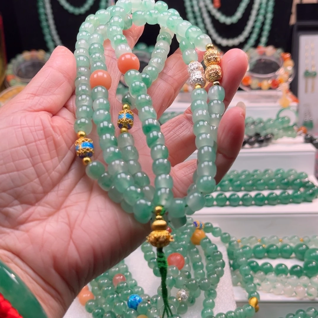 石英质玉合金项链108颗卡8老型