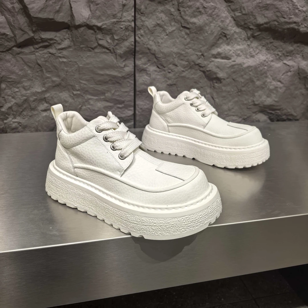 鞋子男士时尚潮流百搭马丁靴纯皮软底增高显瘦休闲鞋运动鞋小白鞋