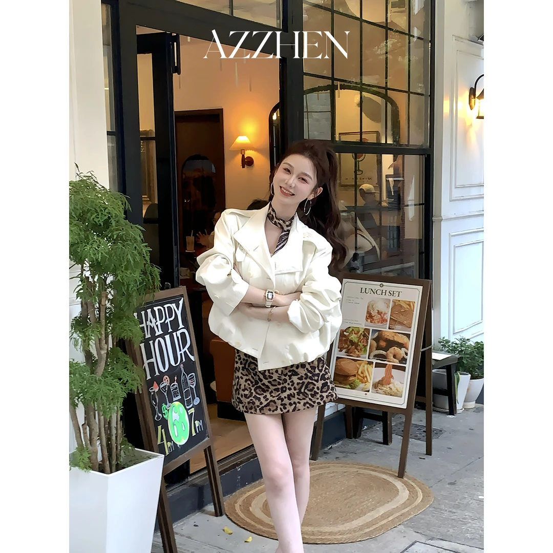 （七夕新款）AZZHEN【气场硬控】港风金属丝蛋白皮皮外套AZ4KSW25-00