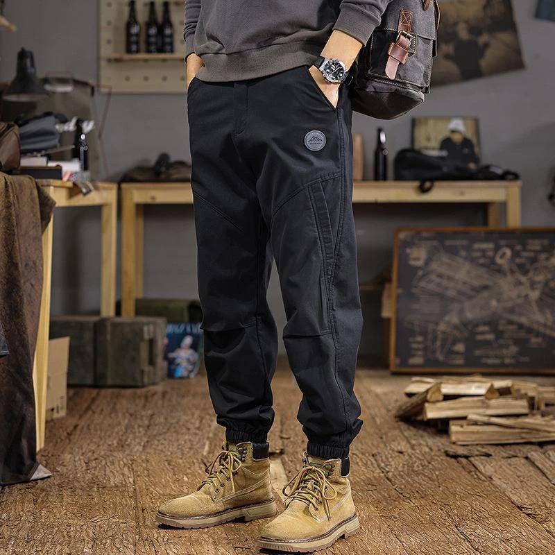 秋冬新款工装休闲裤男宽松纯棉百搭运动束脚裤冬季加绒加厚长裤子