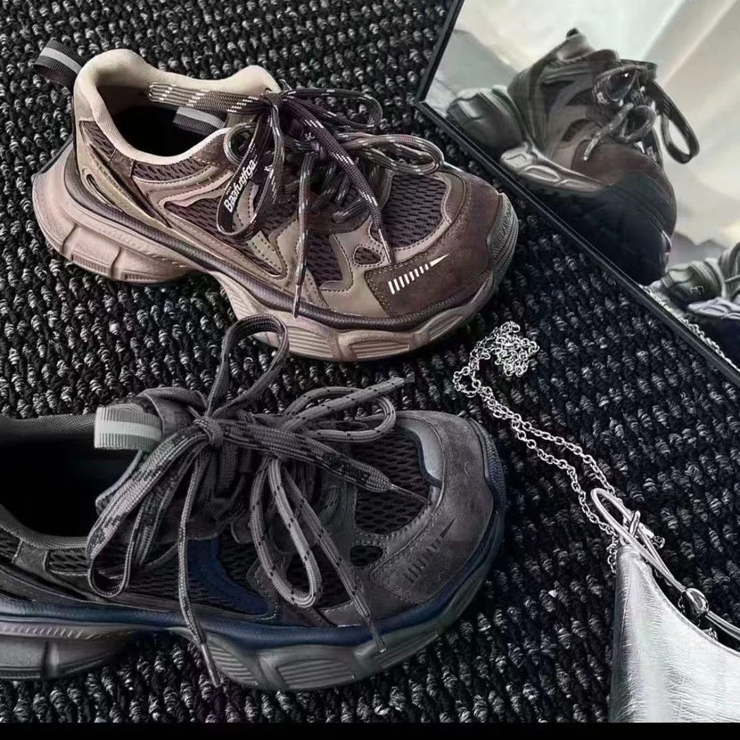 真皮老爹鞋女2025秋季小怪兽新款网红休闲运动鞋百搭厚底爆款女鞋