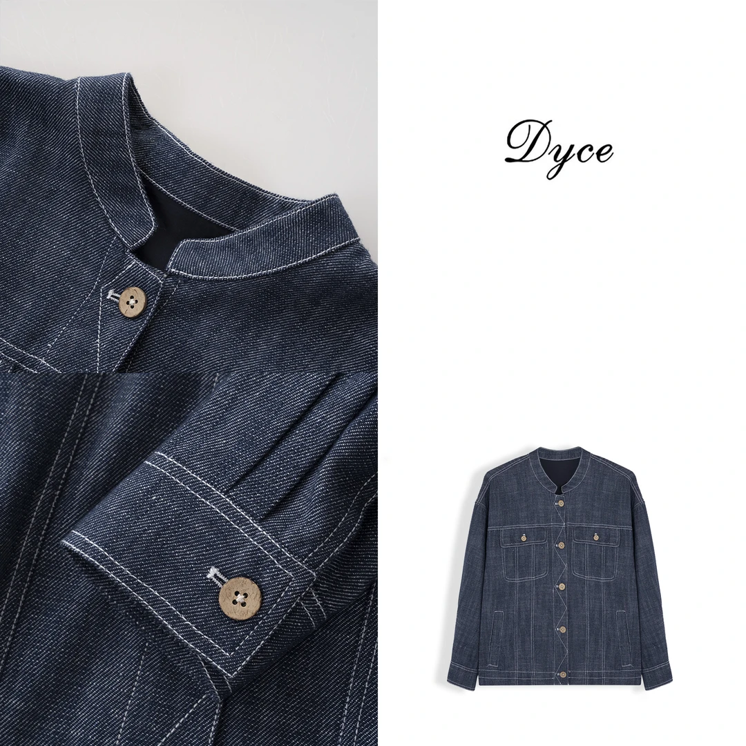 DYCE【】新款长袖轻奢风翻领休闲短外套春季水洗牛仔LJWT2706