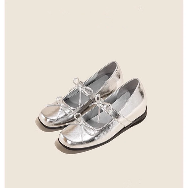 浅口增高纯色蝴蝶蝴蝶结冬季单鞋鞋子粗跟皮鞋平底