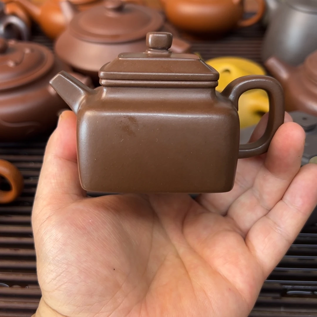 紫砂茶壶半手紫泥四方德钟壶