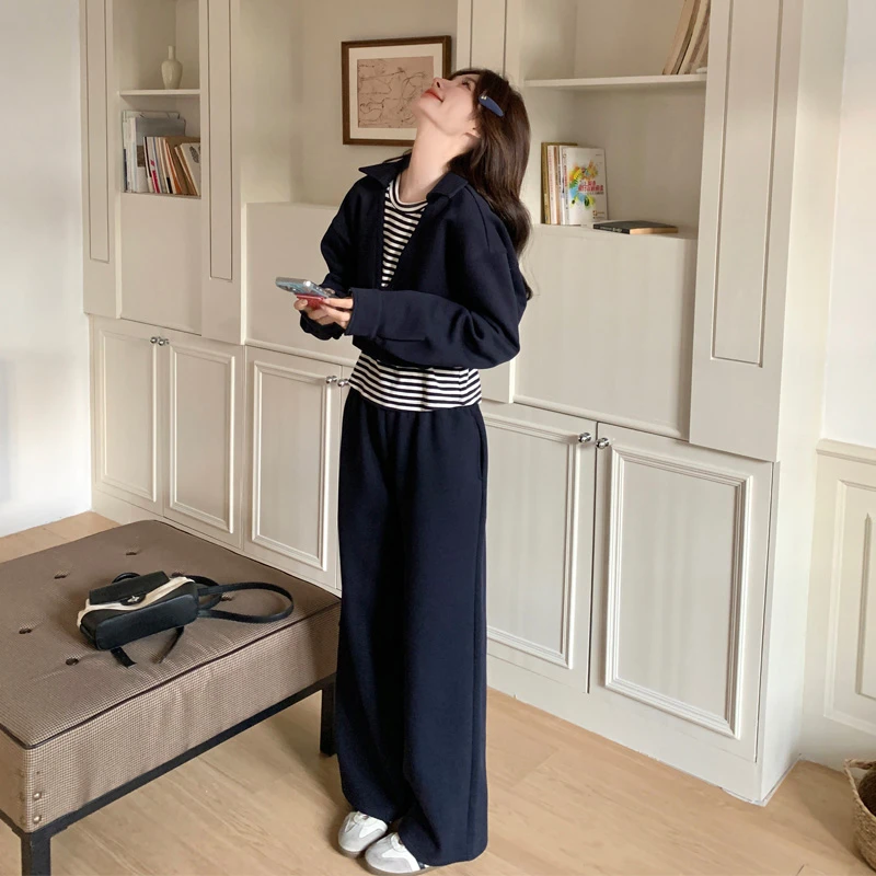 假两件拼接卫衣套装裤女2025春秋新款慵懒风韩系穿搭休闲裤两件套