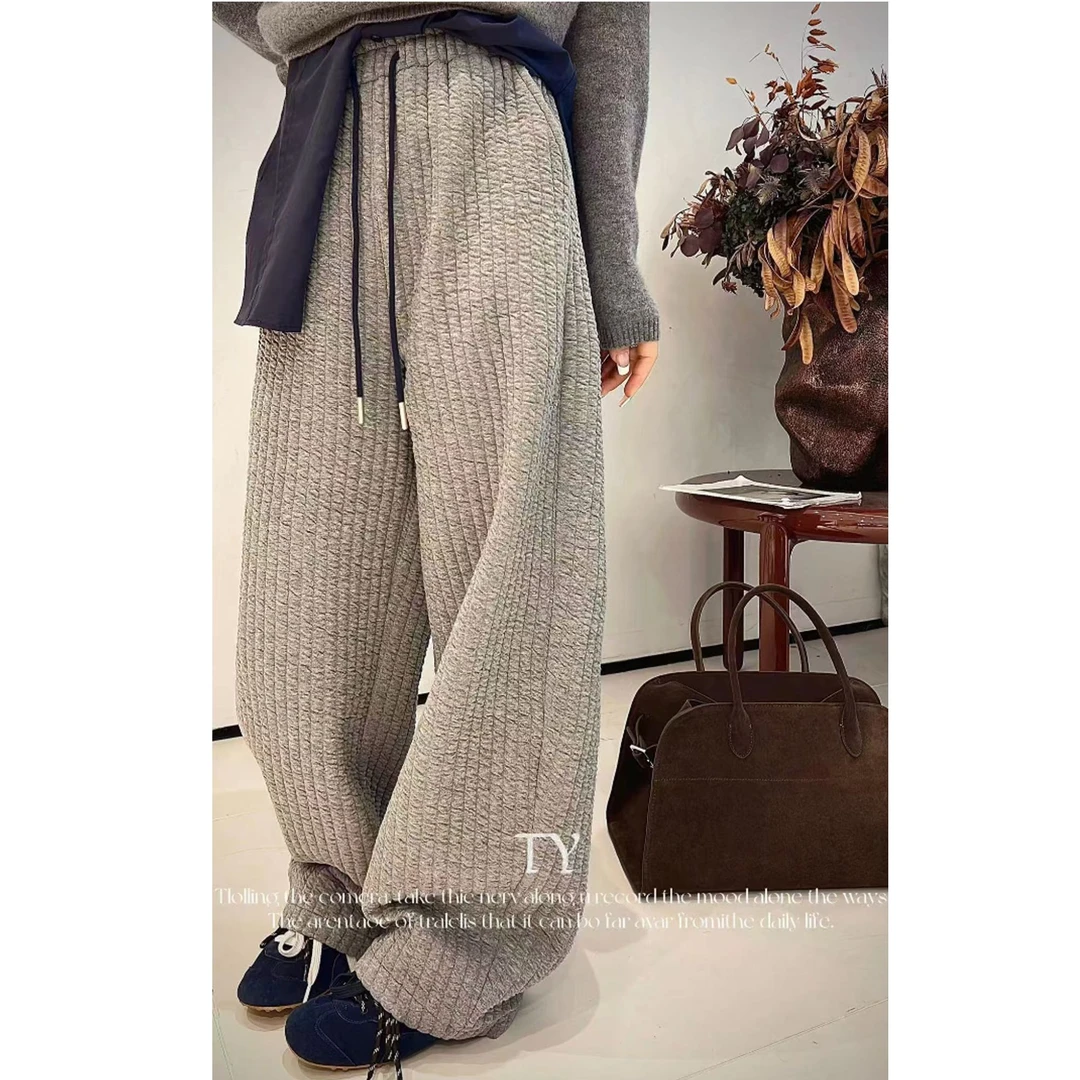 【no退no换 谨慎下单】松紧腰抽绳夹棉直筒休闲裤 250198