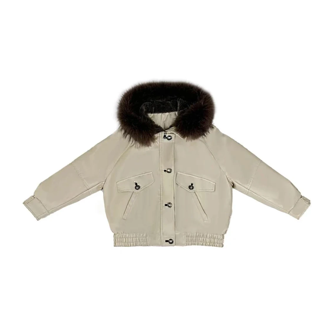 JUNJJ【咖啡糖】貉子毛领鹅绒服秋冬女士保暖短裤派克连帽羽绒服