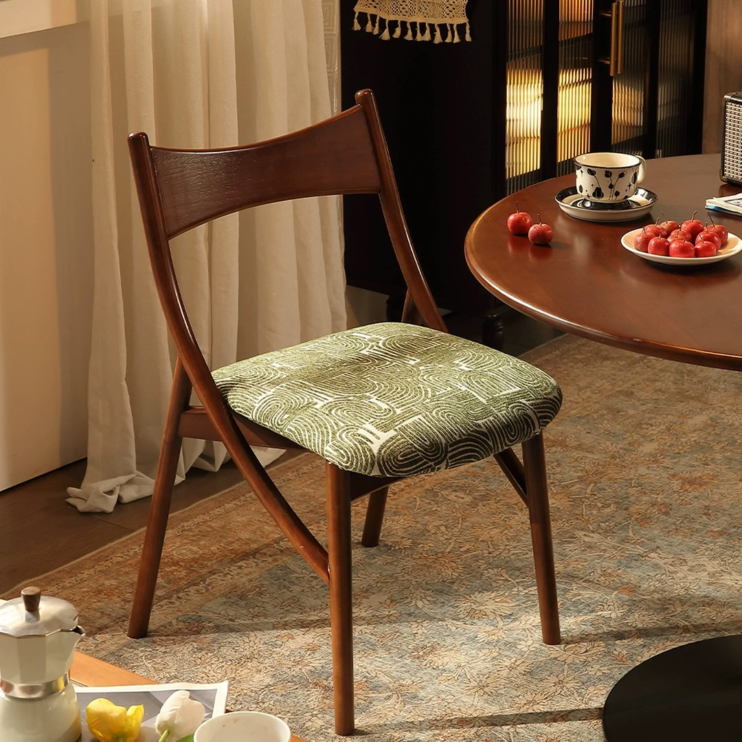 法式中古风实木猫耳餐椅办公桌椅家用设计书桌复古梳化妆台凳子