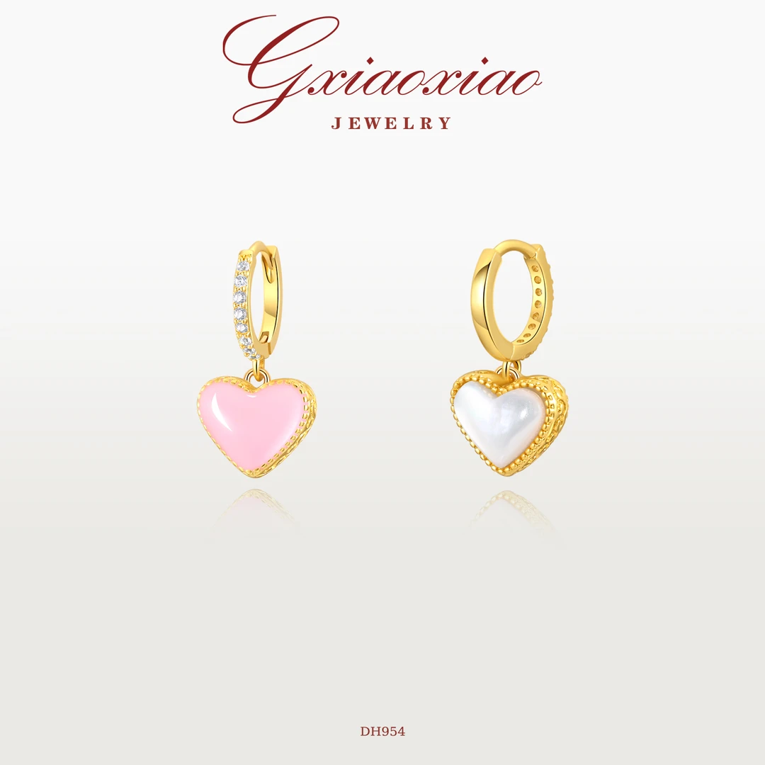 G XIAOXIAO 时尚气质小众简约百搭双色爱心耳环 DH954新年