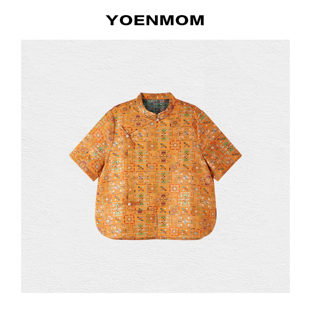 YOENMOM·金玉满堂·重磅100桑蚕丝壮锦足银扣琵琶襟国风立领上衣