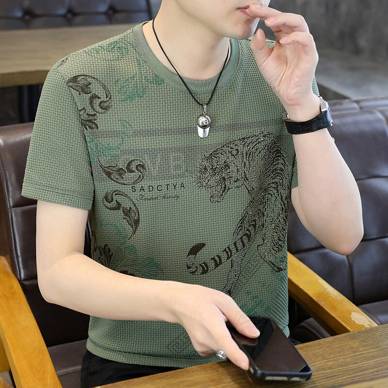 短袖夏季男士透气百搭t恤薄款时尚休闲上衣潮流速干半袖镂空