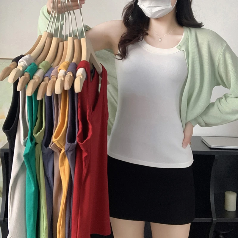 【两件装】 极简风韩版百搭纯色宽松显瘦春夏季螺纹吊带背心