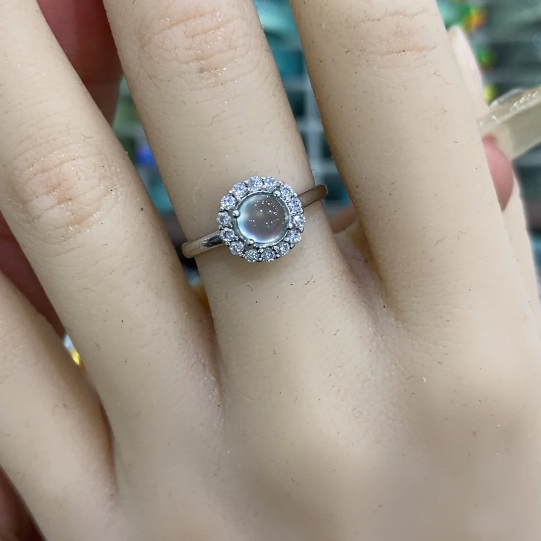 蛇纹石玉银S925镶嵌戒指