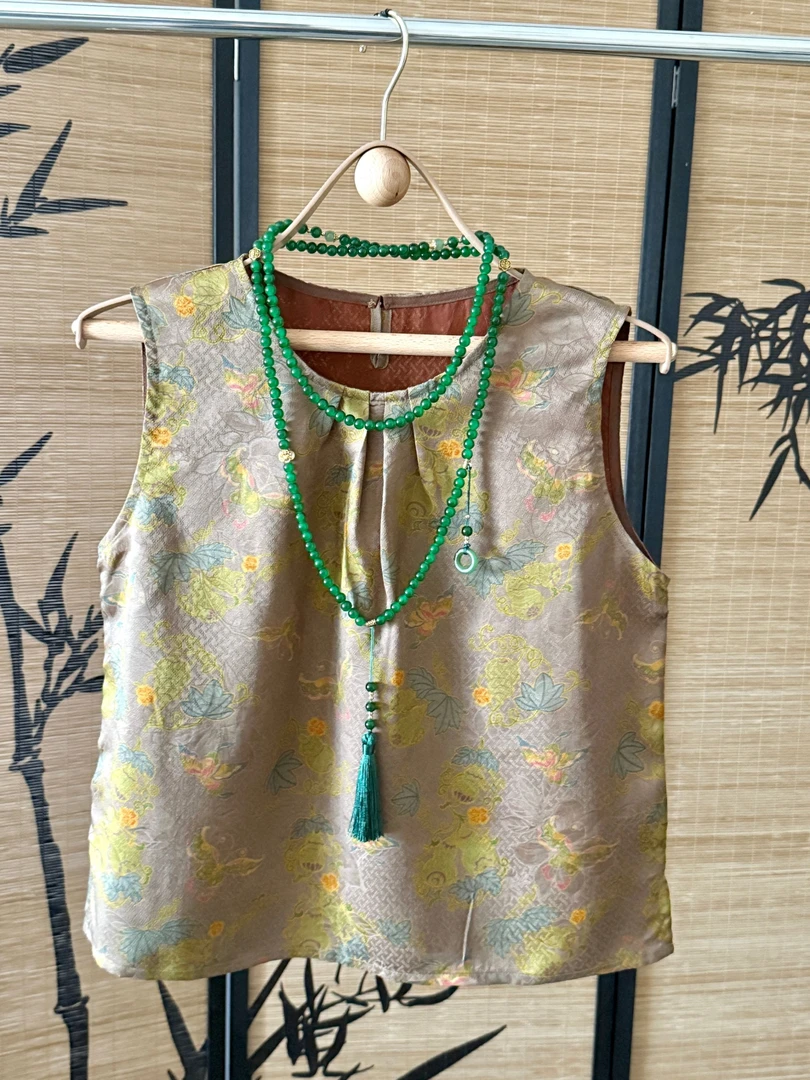 香云纱福运盈衫夏季凉爽国风无袖上衣