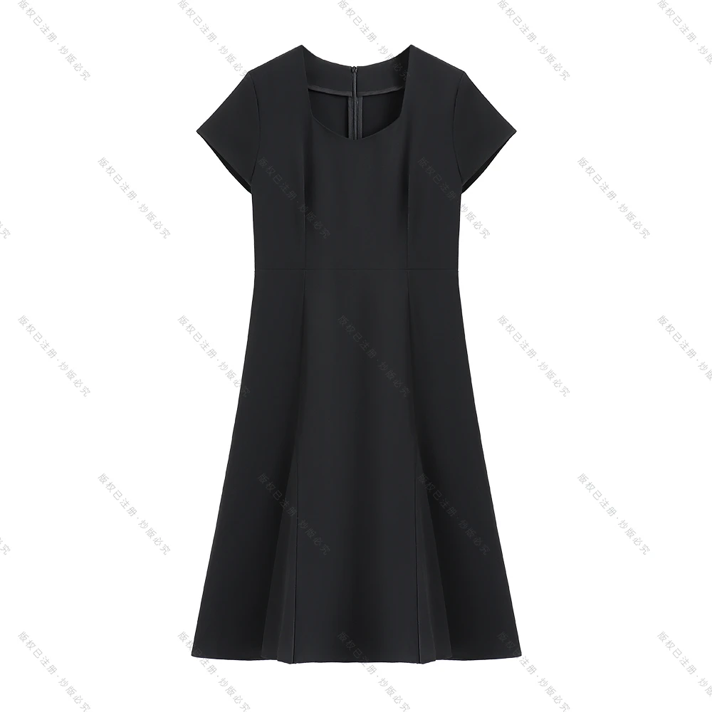 【南油虹姐】夏季新款轻奢收腰显瘦方领优雅连衣裙