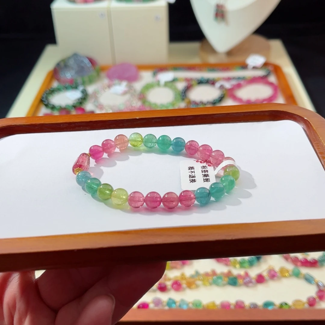 碧玺手串18K金镶嵌手串