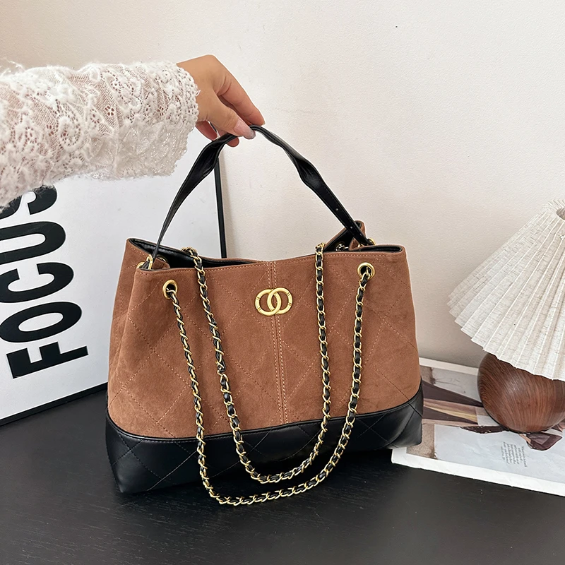 （带封口拉链）小香风女链条单肩包2025秋新款百搭托特包斜跨手提包