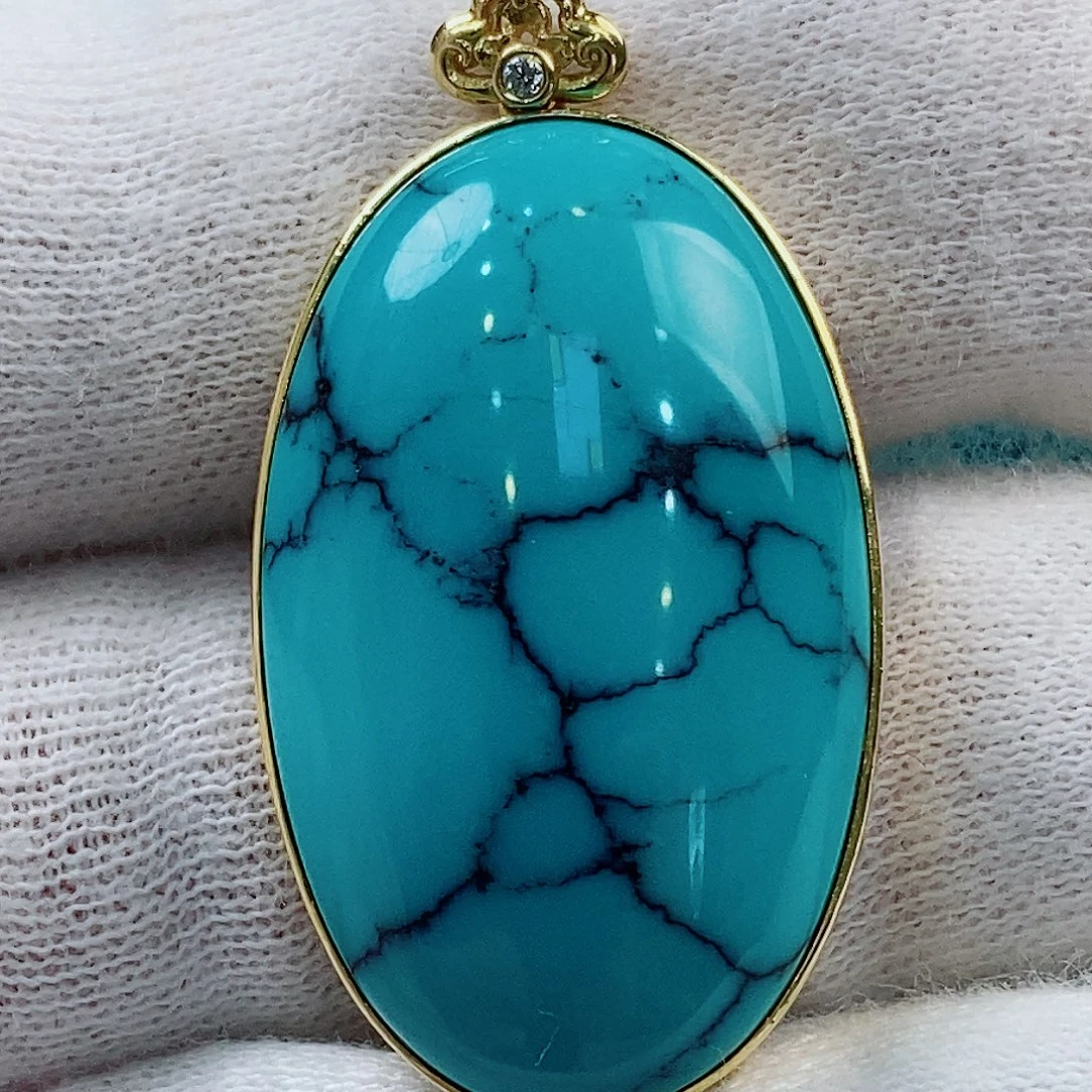 绿松石18K金镶嵌原矿无优化