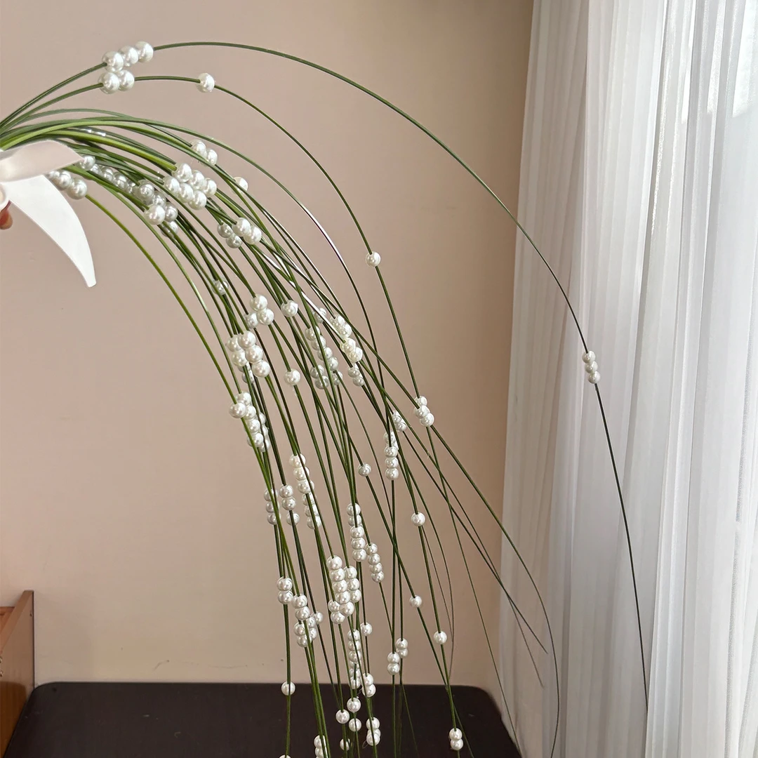 仿真钢草串珍珠红豆手捧花束婚礼花束包装手工diy材料花艺资材