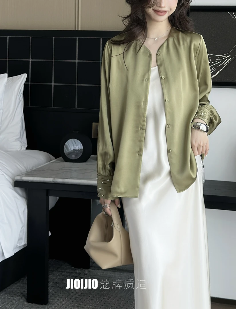 【AC专属】珍珠褶皱圆领上衣-KDN3106