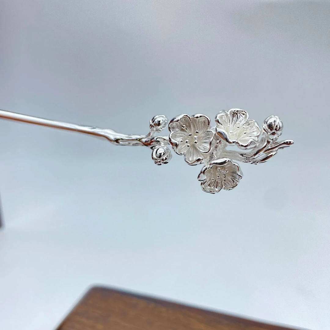 足银银制品 【十二花神·杏花】足银手工新中式礼品气质素款发簪