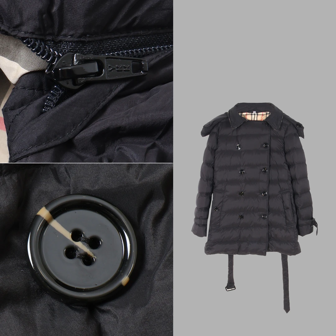 MardiMenzheLi#纯色连帽双排扣腰带中长款羽绒外套1341