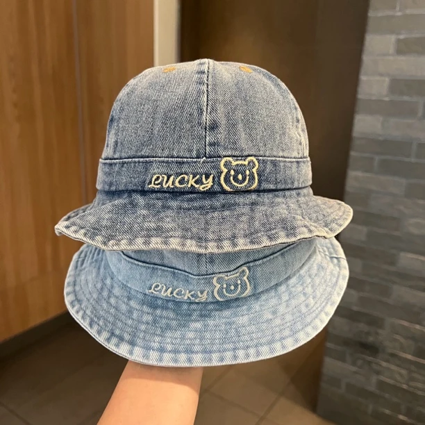 【一起炸街吧】儿童帽子春秋时尚百搭复古牛仔渔夫帽男女童遮阳盆帽