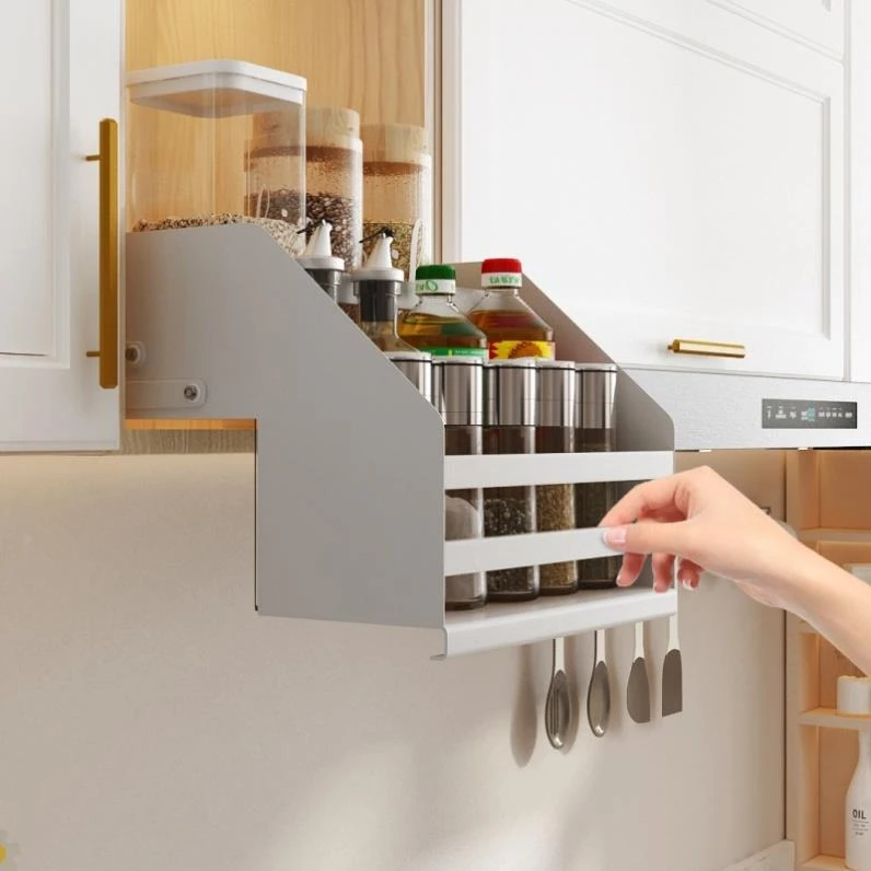 厨房收纳改造橱柜吊柜升降拉篮下拉式置物架高柜小尺寸调料调味篮