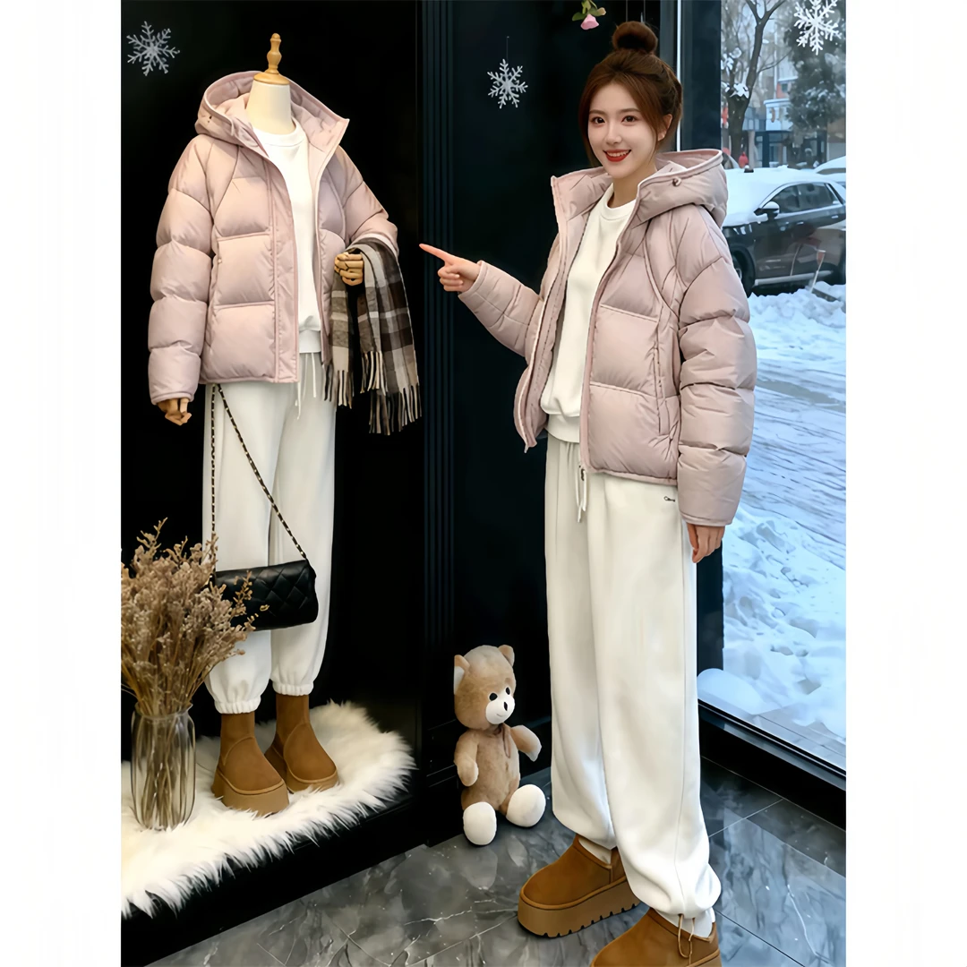 通勤风云朵泡芙连帽龟背女秋冬季2025大码新款设计感保暖棉服外套