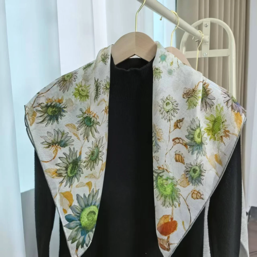 【西丽莎】65*65尺寸轻薄夏季必备轻奢100桑蚕丝女百搭高级中方巾