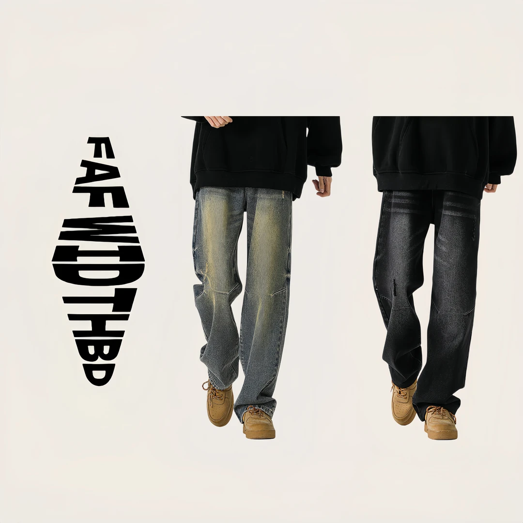 K9511 美式牛仔裤男宽松直筒裤美式复古水洗休闲牛仔裤